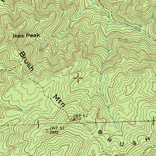 Topographic Map of Brush Mountain Trail, TN