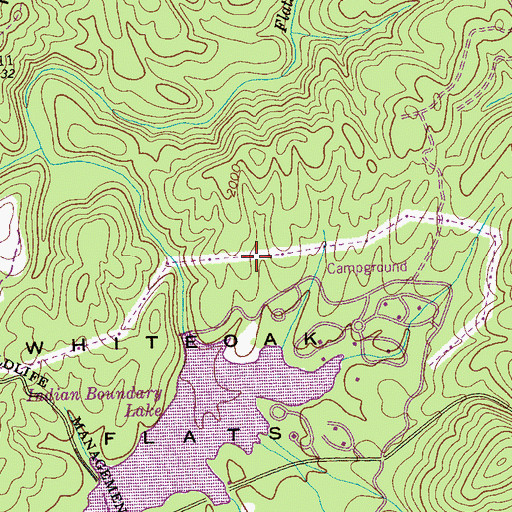 Topographic Map of Indian Boundary Lake Trail, TN