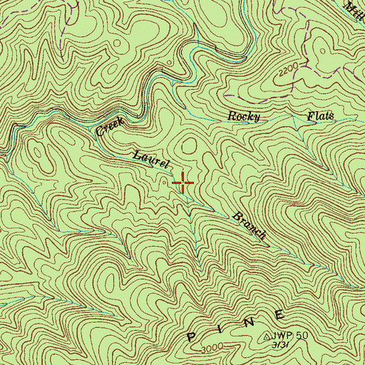 Topographic Map of Rocky Flats Trail, TN