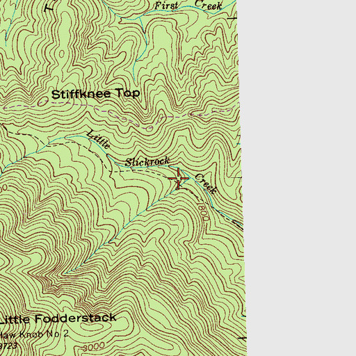 Topographic Map of Stiffknee Trail, TN