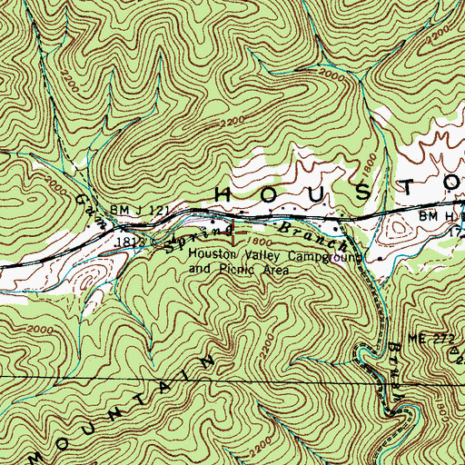 Topographic Map of Houston Valley Recreation Area, TN