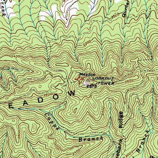 Topographic Map of Meadow Creek Mountain Trail, TN