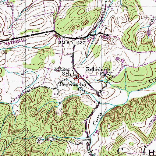Topographic Map of Beersheba Cemetery, TN