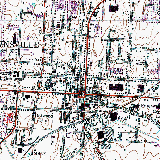 Topographic Map of Brownsville City Hall, TN