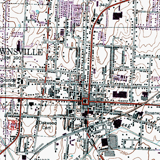 Topographic Map of First Presbyterian Church of Brownsville, TN