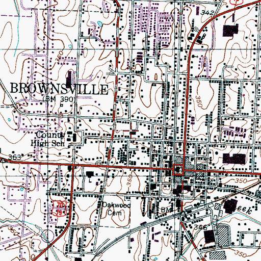 Topographic Map of Haywood County Memorial Hospital, TN