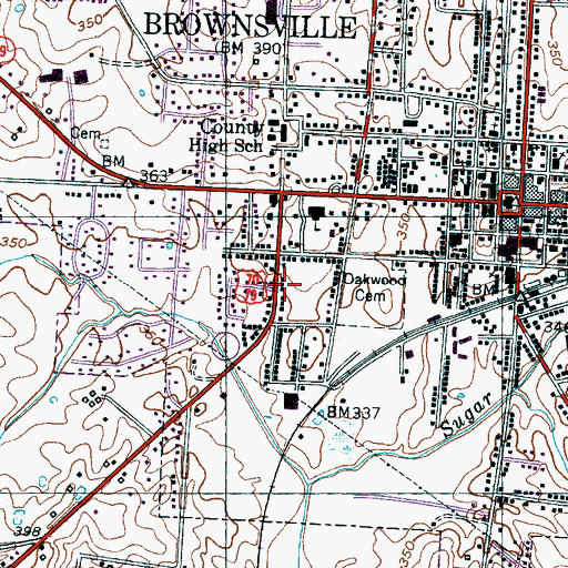 Topographic Map of Haywood Heights, TN