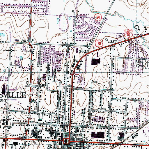 Topographic Map of Saint Johns Roman Catholic Church, TN