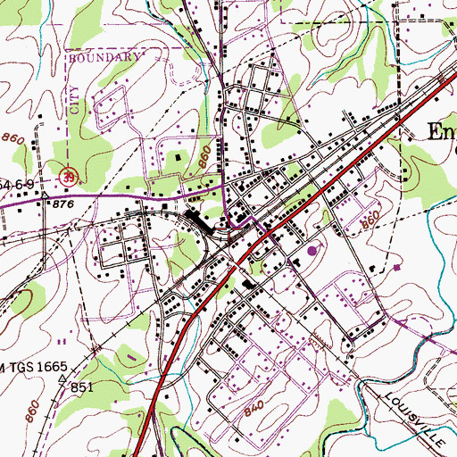 Topographic Map of Englewood Library, TN