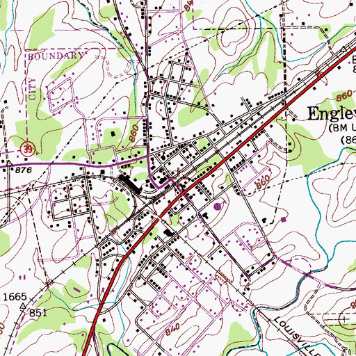 Topographic Map of Englewood Mini-Park, TN