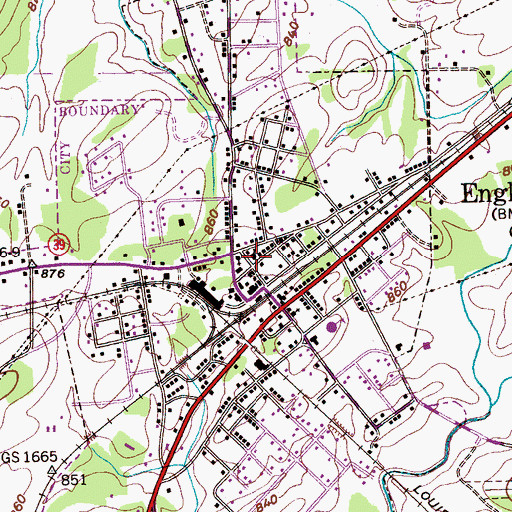 Topographic Map of First Baptist Church, TN