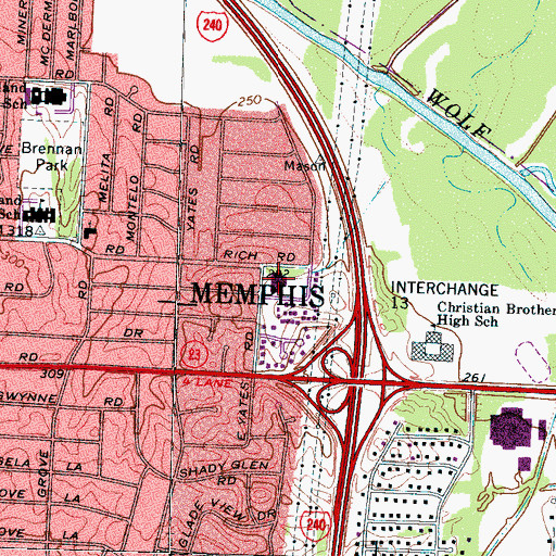 Topographic Map of Anshei Sphard-Beth El Emerth Synagogue, TN