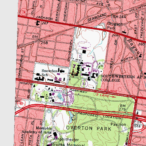 Topographic Map of Bellingrath Hall, TN