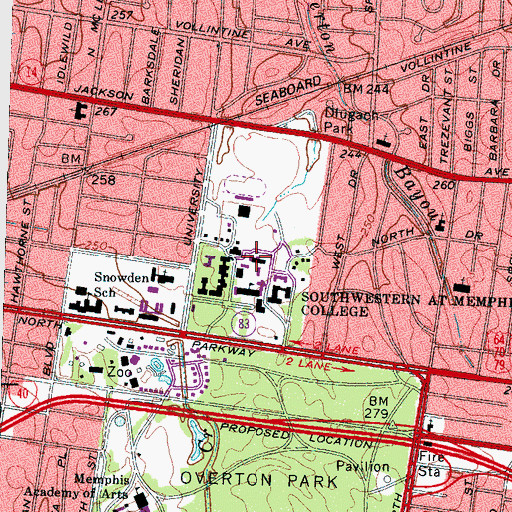 Topographic Map of Briggs Student Center, TN