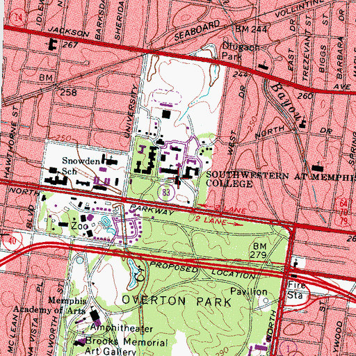 Topographic Map of Burrow Library, TN