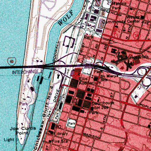 Topographic Map of Cook Convention Center, TN