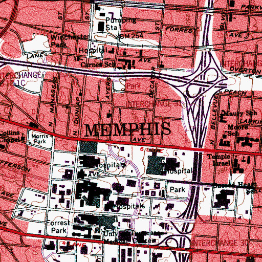 Topographic Map of Dixie Homes, TN