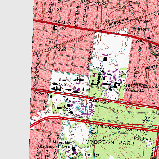Topographic Map of Evergreen Presbyterian Church, TN