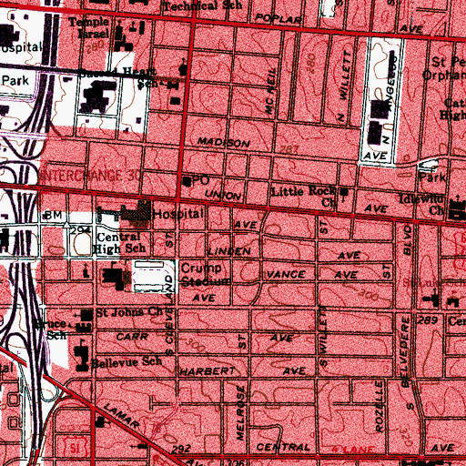 Topographic Map of First Congregational Church, TN