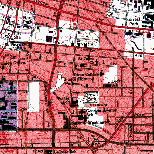 Topographic Map of Foote Homes, TN
