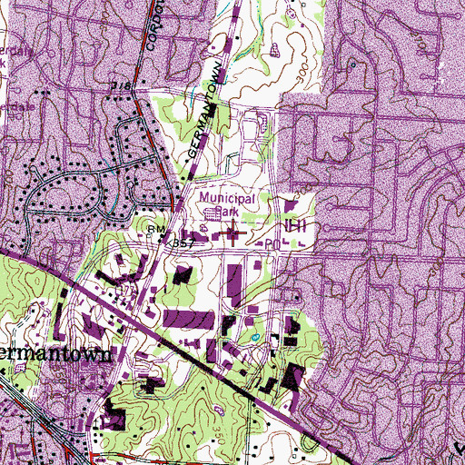 Topographic Map of Germantown Post Office, TN