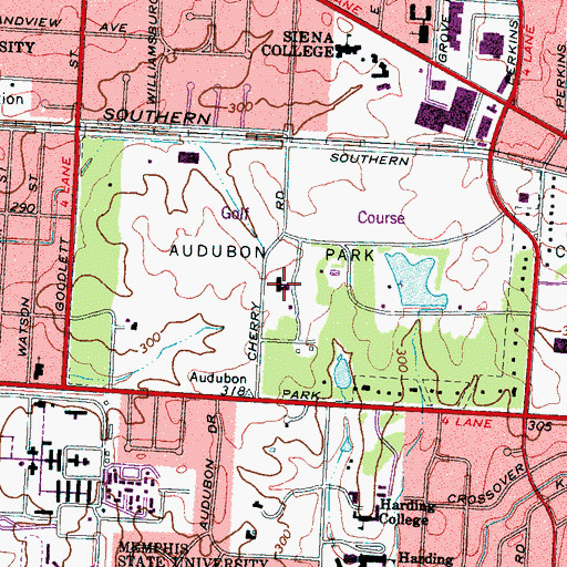 Topographic Map of Goldsmith Civic Garden Center, TN