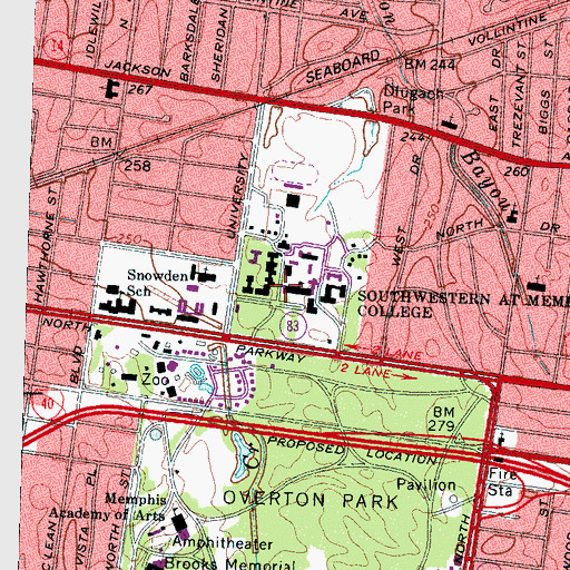 Topographic Map of Gooch Hall, TN