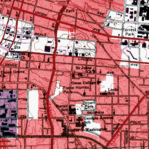 Topographic Map of Grace Episcopal Church (historical), TN