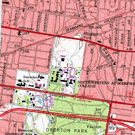 Topographic Map of Hassell Music Building, TN