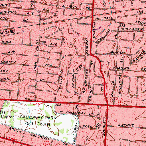 Topographic Map of Hedgemoor, TN