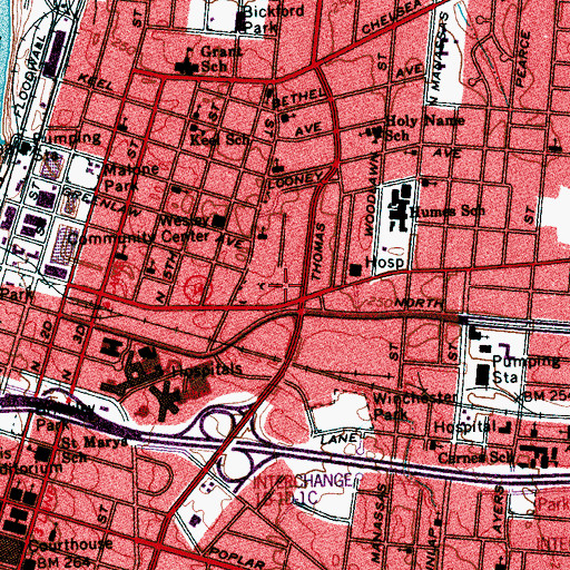 Topographic Map of Hunt Village, TN