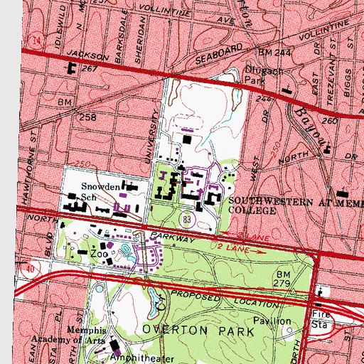 Topographic Map of Kennedy Hall, TN