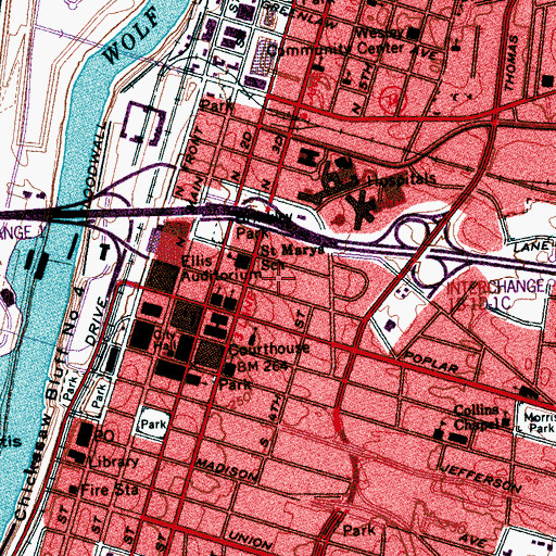 Topographic Map of Lauderdale Courts, TN