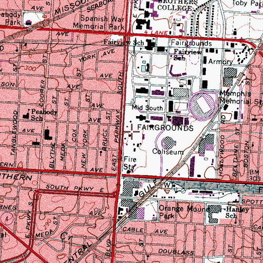 Topographic Map of Libertyland, TN
