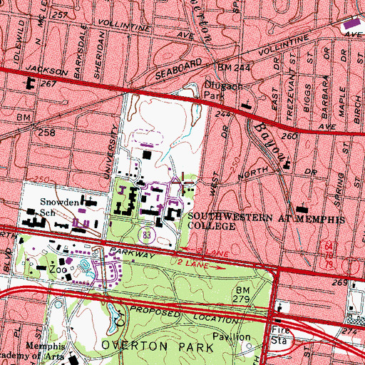 Topographic Map of McCoy Theater, TN