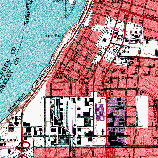 Topographic Map of Memphis Center for Contemporary Art, TN