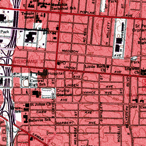Topographic Map of Nineteenth Century Club, TN
