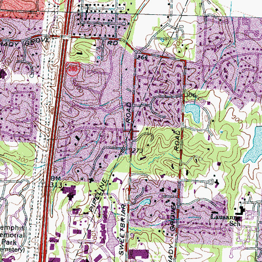 Topographic Map of River Oaks, TN