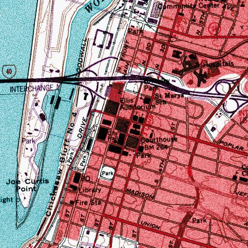 Topographic Map of Shelby County Administration Building, TN