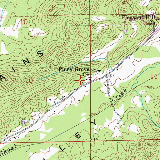 Topographic Map of Piney Grove Church, AL