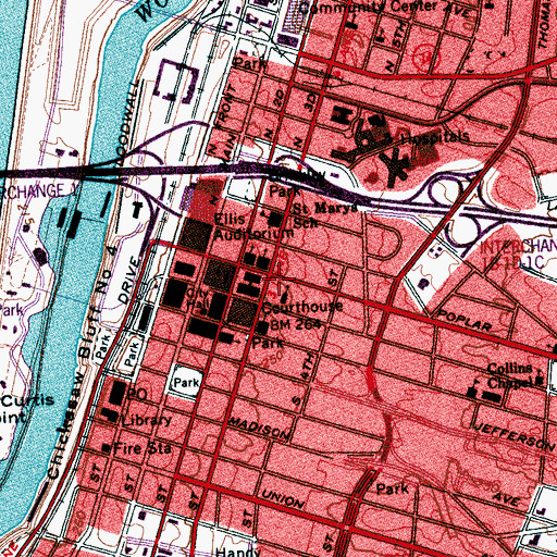 Topographic Map of Shelby County Criminal Justice Center, TN