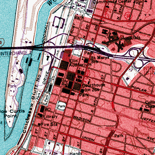 Topographic Map of Shelby County Office Building, TN