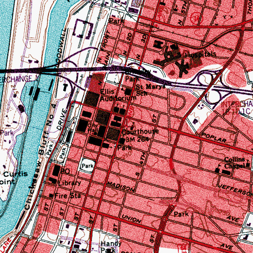Topographic Map of Shelby County Jail, TN