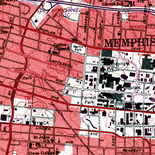 Topographic Map of University Interfaith Association Chapel, TN