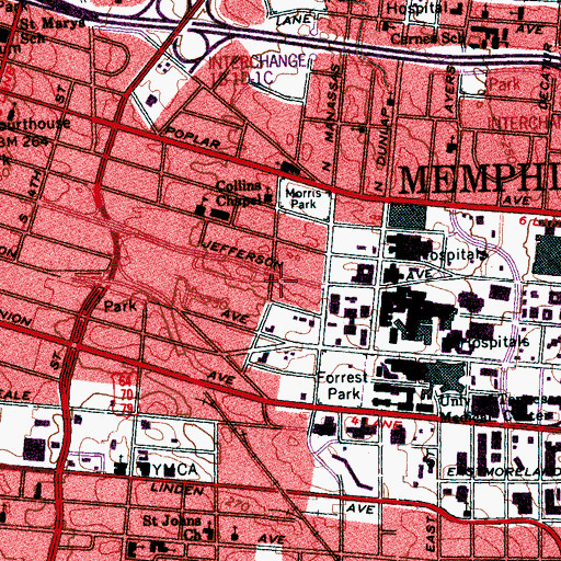 Topographic Map of University of Tennessee Child Development Center, TN