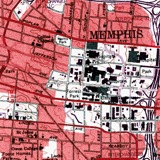 Topographic Map of Van Vleet Memorial Cancer Center, TN