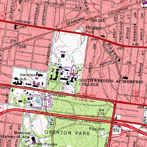 Topographic Map of Williford Hall, TN