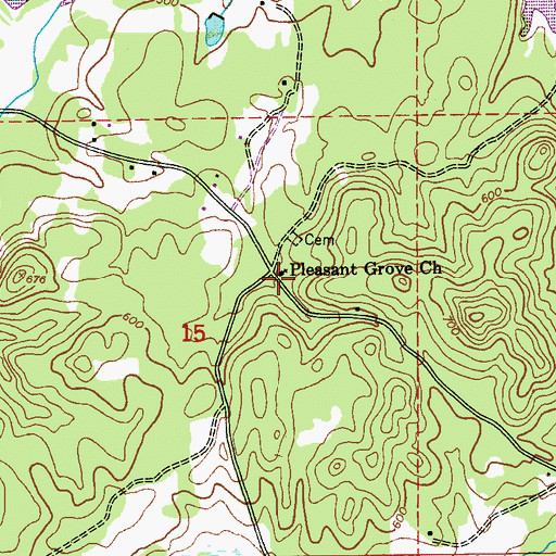 Topographic Map of Pleasant Grove Church, AL