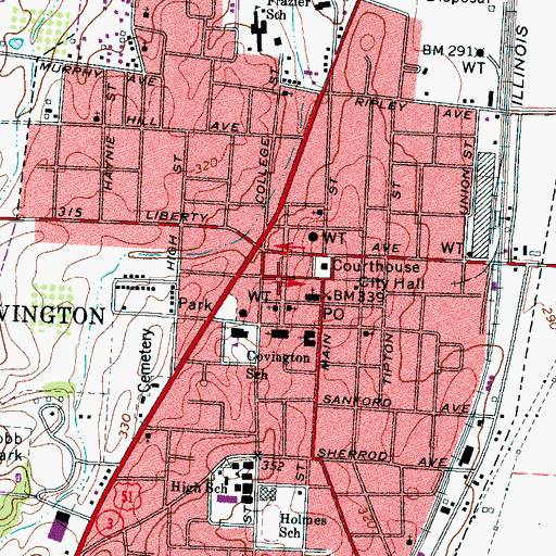 Topographic Map of Church of Christ (historical), TN