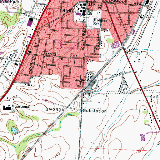 Topographic Map of Hyde Park Methodist Church, TN